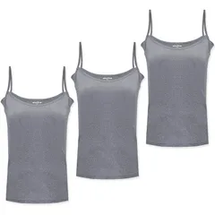 【新品】 [fun.] キャミソール レディース 吸汗速乾 汗取りインナー 3枚組 帝人 AIRCTIVE グレー M 0