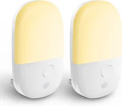 新品 whatafit センサーライト 足元灯 2点セット コンセント 室内 常夜灯 ナイトライト 3モード明るさ調節(3段階) フットライト 省エネ 廊下 寝室 玄関 階段 電球色 日本語説明書付