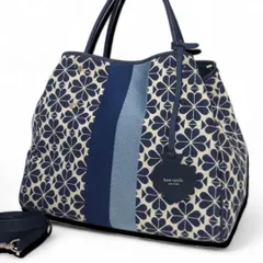 極美品 ケイトスペード トートバッグ 2way スペード ジャカード ストライプ