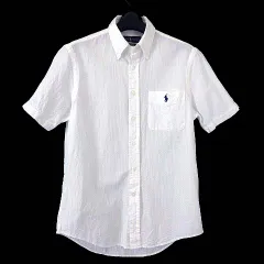 ラルフローレン RALPH LAUREN シアサッカー シャツ ボタンダウン SEERSUCKER 半袖 コットン ポニー ロゴ 刺繍 XS 白 ホワイト 国内正規品