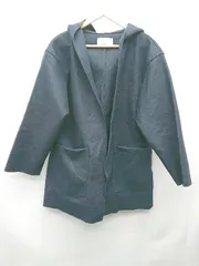 ◇ chocol raffine robe 無地 フーディー シンプル 長袖 コート サイズF ネイビー ブラック レディース P  【1402080018255】