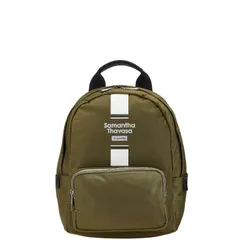 サマンサタバサ ロゴデザイン リュック バックパック カーキ ブラック ナイロン レザー レディース Samantha Thavasa【1-0190669】