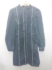 ◇ Θ MOUSSY マウジー デニム 長袖 ミニ ワンピース サイズ1 ネイビー系 レディース E  【1507230002778】