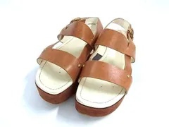 Sergio rossi セルジオロッシ レザー 厚底 サンダル 表記サイズ 36 1/2 (約23.5cm) シューズ 靴 レディース ブラウン系 DF7562のサムネイル