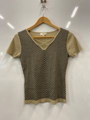 a80⚫︎23区⚫︎DEUX⚫︎ストライプ⚫︎切替⚫︎Vネック⚫︎カットソー⚫︎size1⚫︎ベージュ