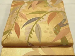 平和屋着物◎六通柄袋帯　枝葉文　金糸　正絹　逸品　DAAT4863qp