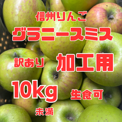 長野県産りんご 熟成グラニースミス 訳あり加工用 箱込み10キロ未満 送料無料 生食可もあり 大小バラ詰サイズMIX ジャム ジュース リンゴ酢 りんごシロップ フルーツサンド カットフルーツ