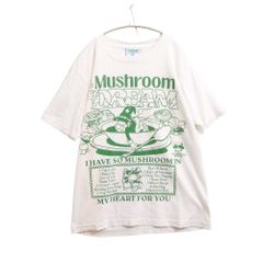 【中古C】Online Ceramics オンラインセラミックス S メンズ 半袖Tシャツ 白 MUSHROOM DREAM 中古C 古着