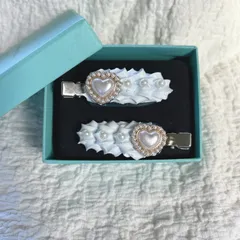 🩵パールハート ホイップデコヘアピン【C】淡みずいろ