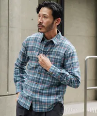 新品 未使用 JIGGYS SHOP(ジギーズショップ)ネルチェックシャツ 210775 サックス×レッドのサムネイル