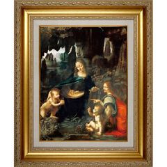 レオナルド・ダビンチ『岩窟の聖母』F6号 額付き ジェル加工 世界の名画 複製画