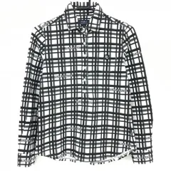 【超美品】パーリーゲイツ 長袖ポロシャツ 白×黒 チェック ロゴ総柄 レディース 1(M) ゴルフウェア PEARLY GATES