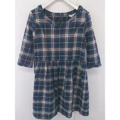 ◇ Sweet Mommy スウィートマミー チェック マタニティ 七分袖 ミニ ワンピース サイズL ネイビー ベージュ レディース  【中古】 【1205160000252】