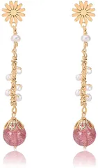 CHLOEOS 天然ストロベリークリスタル パール ピアス レディース 人気 淡水 真珠18kgp 金属アレルギー対応 両耳用 大人 おしゃれ フレッシュ セクシー プレゼント かわいい きれい 素敵 ギフトBOX付き( ストロベリークリスタル)