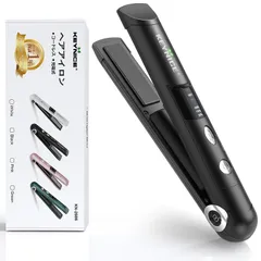 【フォロー割】新KN-2606 美容 ブラック ポーチ付き ワイヤレス 小型 持ち運び 3段階温度調節 Max205℃ usb充電式 長時間使用 カール 2way ミニ メンズ ストレート コードレスヘアアイロン 【新バージョン】KEYNICE