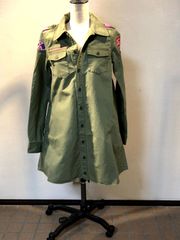 N1100. Xガールミリタリー・カーキ・シャツM / エックスガール