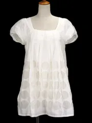 ヒューマンウーマン HUMAN WOMAN arrive ブラウス カットソー フレア サークル 半袖 M 白 アイボリー