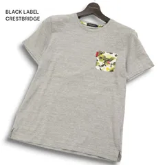 BLACK LABEL CRESTBRIDGE ブラックレーベル クレストブリッジ 花柄使い★ 半袖 カットソー Tシャツ Sz.2 メンズ 灰 日本製