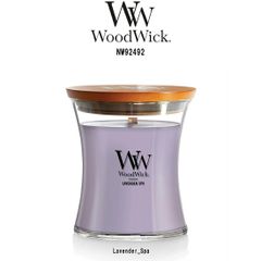 WoodWick(ウッドウィック)アロマキャンドル 【ブランド箱なし】 アワーグラス ジャーM ラベンダースパ フローラル ユーカリ 燃焼音 ギフト Lavender Spa NW92492