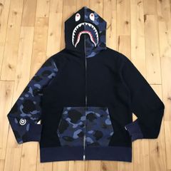 Blue camo × ネイビー シャーク パーカー Lサイズ shark full zip hoodie a bathing ape BAPE エイプ ベイプ アベイシングエイプ