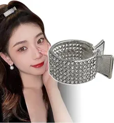 Herbeluemily(ハベルミリィ) ヘアクロー クリップ ラインストーン ビジュー ポニーホルダー 髪留め 髪飾り フォーマル(シルバーA)