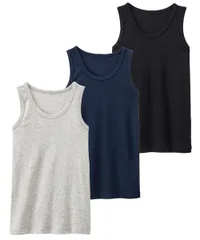 キッズ 子供服 男児 男の子 ベーシック 綿100％ ジュニア 3枚組 セット タンクトップ 肌着 インナー [ニッセン]