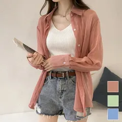 シアー長袖シャツ レディース トップス 長袖 春服 夏 秋 10代 20代 30代 韓国ファッション シースルー 春コーデ くすみカラー 可愛い 大きいサイズ