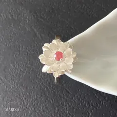 {ジルコニア} Lotus 蓮の花のリング silver