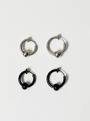 ボール付きフープイヤリング　片耳用　2種　【シルバー/ブラック】