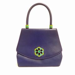 #axb ブラッチャリーニ BRACCIALINI ハンドバッグ 紫系 パープル系 花 フラワーモチーフ レザー 本革 イタリア製 レディース 952660 k01