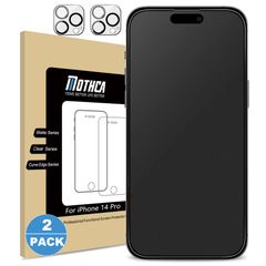 【人気商品】Pro Pro カメラフィルム(2枚) ガラスフィルム アイフォン14 ガラスフィルム Pro用 液晶保護フィルム 14 Dynamic Island対応 14 ゲームフィルム サラサラタッチ感 (2枚)＋iPhone 日本旭硝子製素材 指紋防止