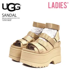 UGG アグ W GOLDENRISE (ウィメンズ ゴールデンライズ) レディース 3WAY 厚底 ストラップ サンダル 夏 旅行 スライド ビーチ 海 プール カジュアル ストリート 普段使い マスタード シード (ベージュ) 1167431-MDSD