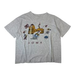 希少 80s 古着 ユーロ ヴィンテージ Tシャツ Asterix アステリックス フランスコミック 漫画 アニメ シングルステッチ 霜降り グレー XL