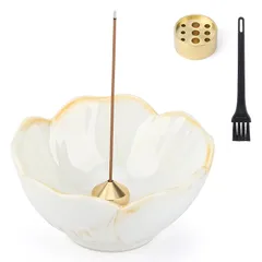 【新品】 Segarty お香立て 梅型陶器 陶器製 2種類真鍮付属 和モダン おしゃれ お線香立て 掃除簡単 水洗い 香皿 香炉 疲労軽減 ストレス緩和 空気の浄化 仏具 和モダン香皿 ヨガ 瞑想リラックス 睡眠 ギフト適応 0
