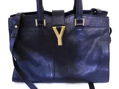 イヴサンローラン カバスシック トートバッグ Yライン レザー ネイビー イヴサンローラン カバスシック トートバッグ Yライン レザー