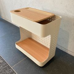 【 GARAGE / ガラージ 】 スチールワゴン 白 サンプル品 キャスター付き ( サイドワゴン オフィスワゴン 2段 仕事用 学習用 ラック 収納 整理 ファイル置き 丈夫 デスク下 机の下 コンパクト 二段)