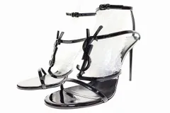 サンローラン パリ SAINT LAURENT PARIS CASSANDRA 38 カサンドラ ヒールサンダル YSLロゴ ストラップ ピンヒール ブラック 【ブランド古着ベクトル】【中古】☆AA★●▲■241207のサムネイル