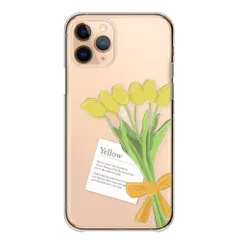 iPhone14 ケース カバー アイフォン14 スマホケース ハードケース チューリップ クリア 透明ケース 写真 挟む 推し活 入れる チェキ おしゃれ きれい カラー10