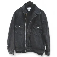 美品　sacai サカイ サイドジップ ボア付き デニムジャケット gジャン　M sacai - サカイ Denim MA-1 Jacket デニムジャケット Gジャン 1