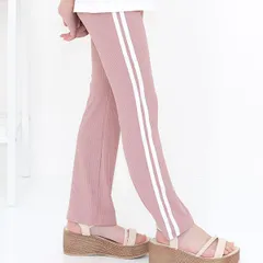 Bee【クーポン利用で20％OFF♪】リブ地ラインフレアパンツ◇くすみピンクラベンダー◇韓国子供服 韓国子ども服 韓国こども服 キッズ 女の子 100 110 120 130 140 150