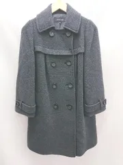 ◇ FRAGILE シンプル 無地 オープンカラー ボーダー ウール 長袖 ジャケット コート 38サイズ ダークグレー レディース E  【1303090016753】