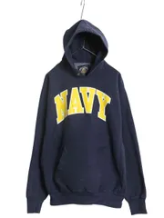 【お得なクーポン配布中!】 00s US NAVY プリント スウェット フード パーカー メンズ M / オールド スティーブアンドバリーズ リバース タイプ トレーナー 裏起毛 紺