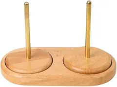 JUSTVEL ヤーンホルダー 毛糸 スタンド 毛糸ホルダー 2色編みも簡単 回転糸ホルダー 収納 編み物 糸ラック シングル ダブル 木製