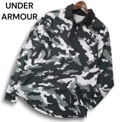 UNDER ARMOUR アンダーアーマー HEATGEAR★ ロゴ刺繍 迷彩 カモフラ 総柄 ストレッチ 長袖 ポロシャツ Sz.SM メンズ ゴルフ