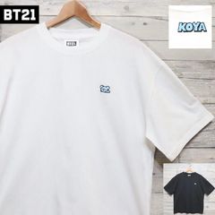 신품 BT21 BTS 반소매 T셔츠 티셔츠 반소매 T셔츠 KOYA 코야 코알라 RM 라프몬 자수 공식 상품 LINE 캐릭터 레이디스 맨즈 유니섹스 화이트 화이트 블랙 블랙