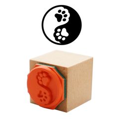 ハンコ 肉球の太極図 かわいいスタンプ・はんこ・ゴム印 犬猫の手足のタオマーク 印影サイズ：直径17mm
