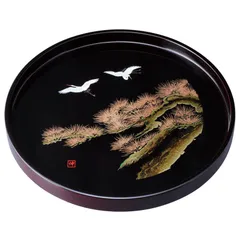 紀州塗 お盆 トレー 10寸 丸盆 溜 飛祥 和風 和室 おしゃれ 木目調 トレー トレイ おぼん 日本製