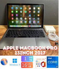 ［新品バッテリー美品］Apple MacBook Pro 13inch 2017/Core i7 3.5GHz/16GB/SSD1TB/Windows11/Office 2021/278
