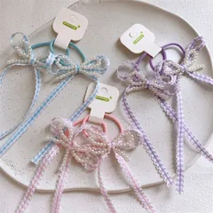 キッズ 子供 ヘアゴム ビーズリボン 2点セット チャーム カラフル かわいい ヘアアクセサリー ヘアアレンジ