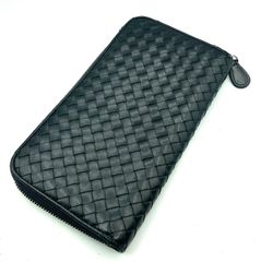 【鑑定済み】正規品 難あり BOTTEGA VENETA  ボッテガヴェネタ イントレチャート ラウンドファスナー長財布 ブラック